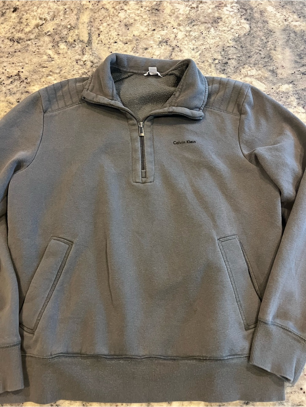 Calvin Klein Men's Gray Quarter-Zip Pullover Sweatshirt